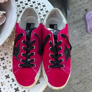 Golden Goose Hot Pink Suede Sneakers with Black Star great condition!!!